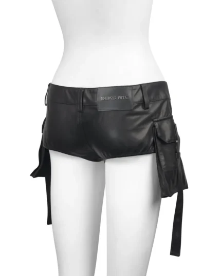 Leather Cargo Pocket Mini Short