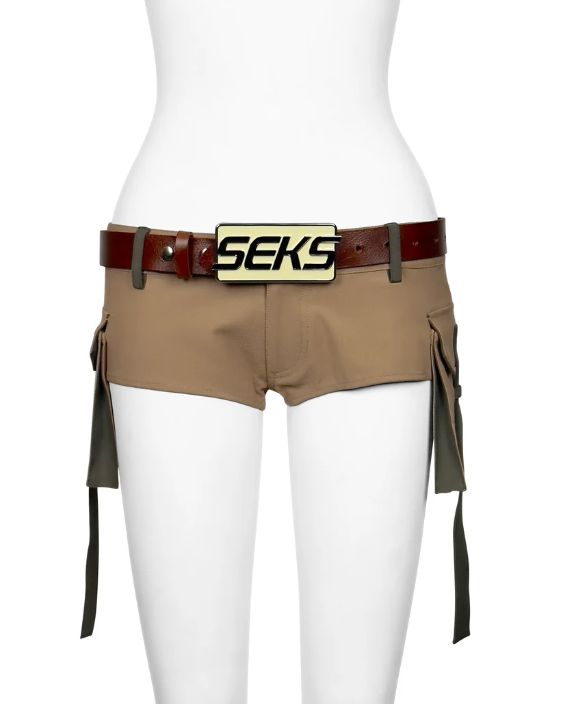 THECARGOPOCKETMINISHORTCONTRASTKHAKIFRONT Twill Cargo Pocket Mini Short